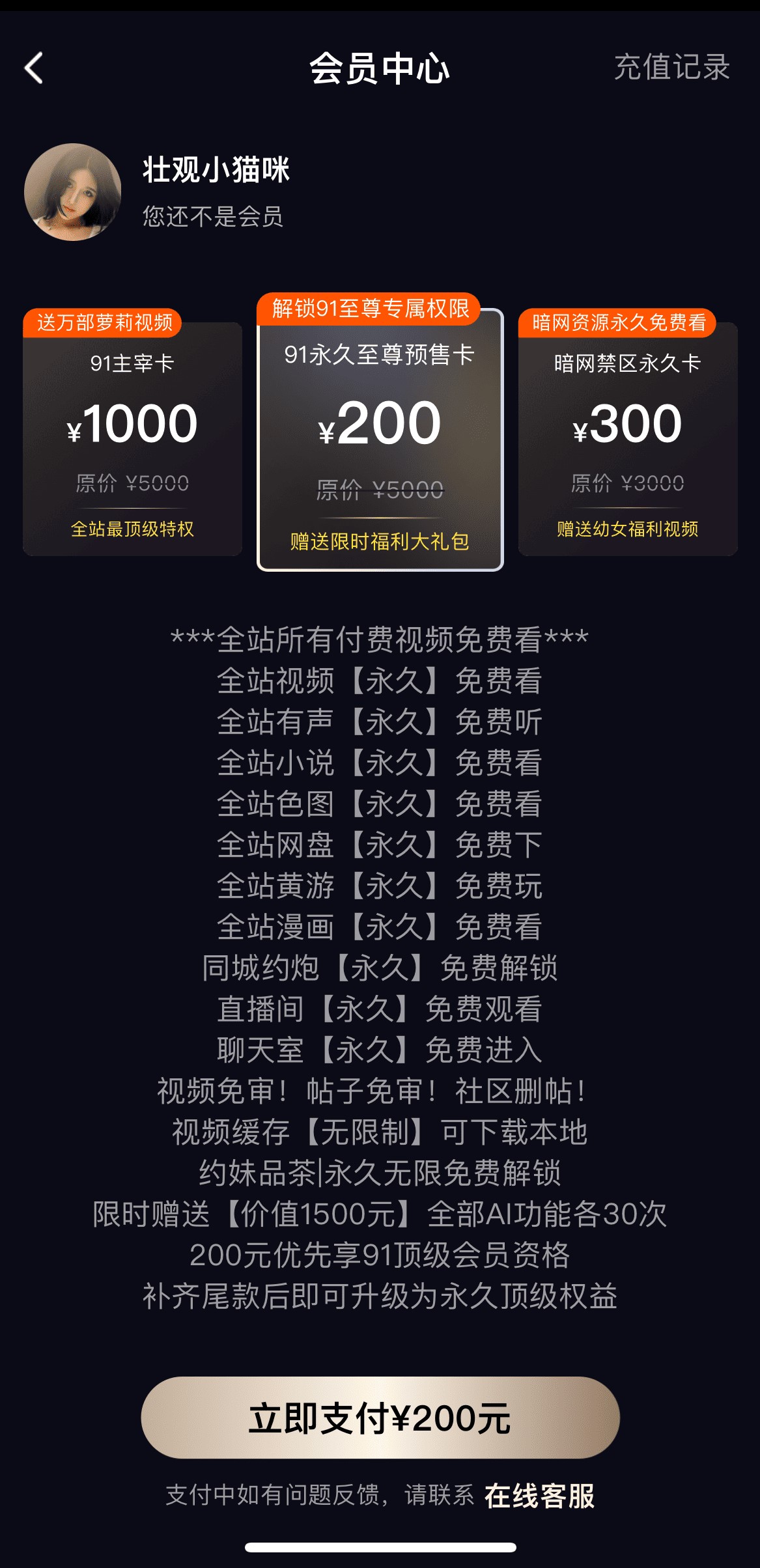 91PO会员开通页面VIP套餐与权益说明